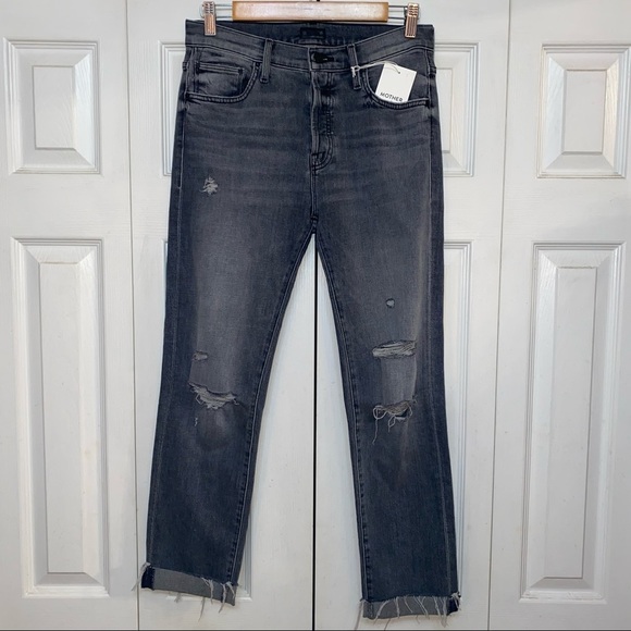 MOTHER The Scrapper Cuff Ankle Fray Jeans In Unstitched In The Dark Size 25 NWT - Picture 4 of 15